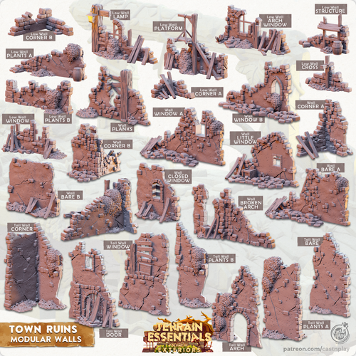 Terrain Essentials- Town Ruins Modular Walls Core Set