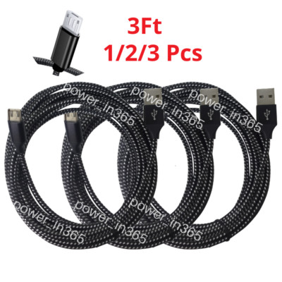 3FT Micro USB Charger Cable Charging Adapter Cord For Samsung Android Google LG