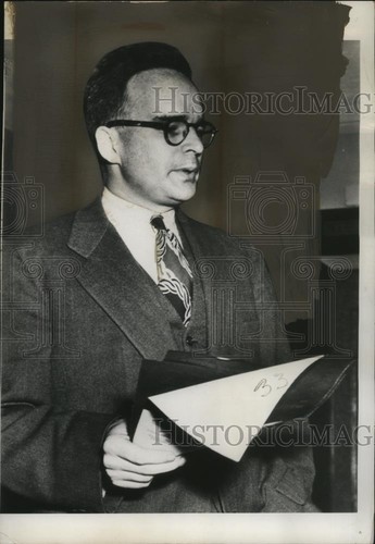 1950 Press Photo Communist Haldore Hanson at Press Conference, Washington, D.C.