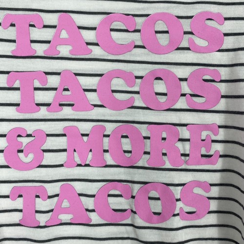 Grayson Social Girls Size XS Knit Top Gray White Stripes Tacos Tacos T-Shirt SS - Picture 4 of 8