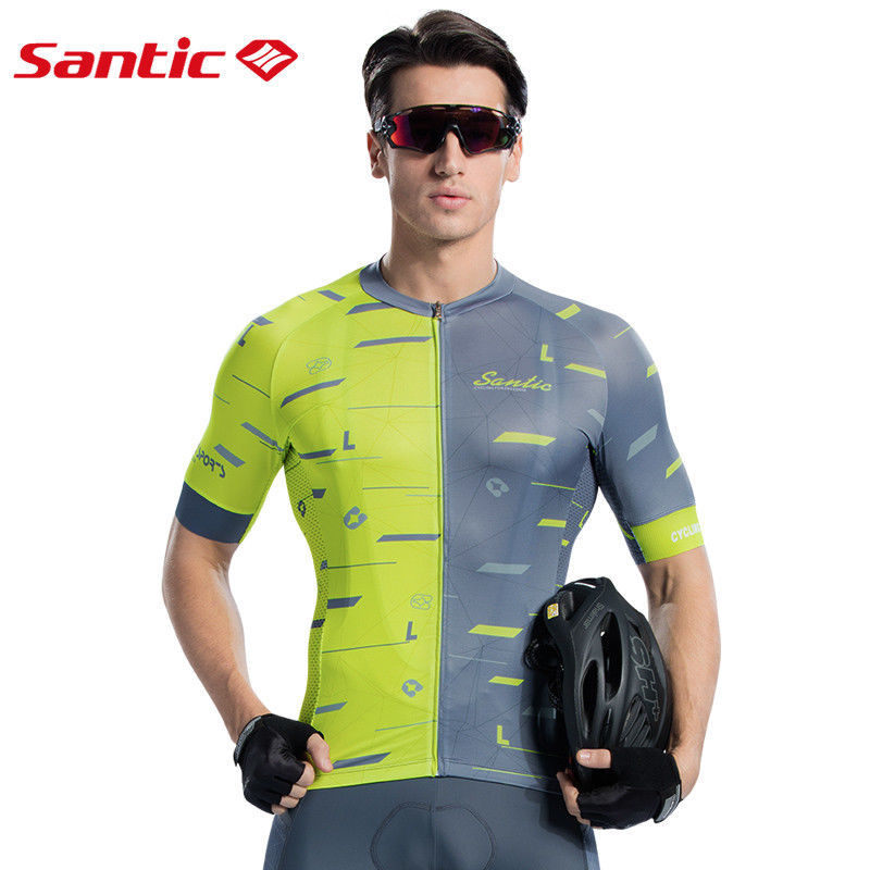 Santic Hombres Bicicleta Anti-Sudor secado rápido Manga corta camiseta tamaño de Asia Reflectante Santic Hombres Bicicleta Anti-Sudor secado rápido Manga corta camiseta tamaño de Asia Reflectante