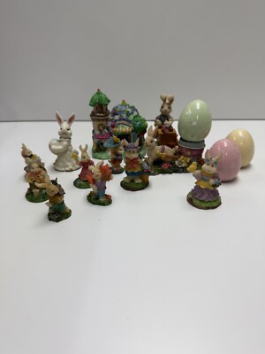 Lot of 15 Easter Decorations - Painted Egg, Hallmark Crayola Bunny,  Porcelain