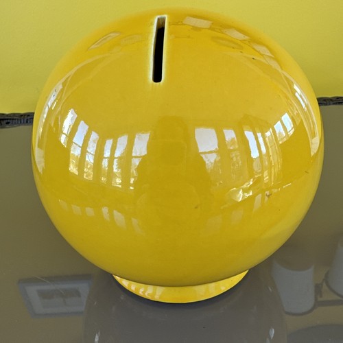 Vintage 1970’s McCoy HAPPY FACE SMILEY Coin Bank Yellow Glazed Ceramic Pottery - Bild 4 von 10