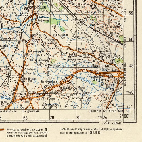 Mapa topográfico militar soviético ruso - REDON (Francia), 1:100 000, REIMPRESIÓN - Imagen 4 de 5
