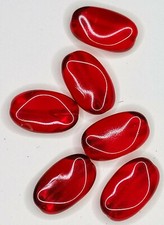 10 Glasperlen, Perlen, XXL oval, aus Murano 22 X 14 mm rot transparent (139/1)