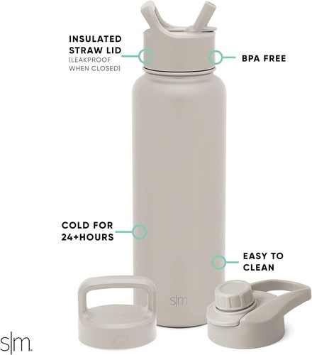 Simple Modern Water Bottle with Straw, Handle, and Chug Lid Vacuum Insulated