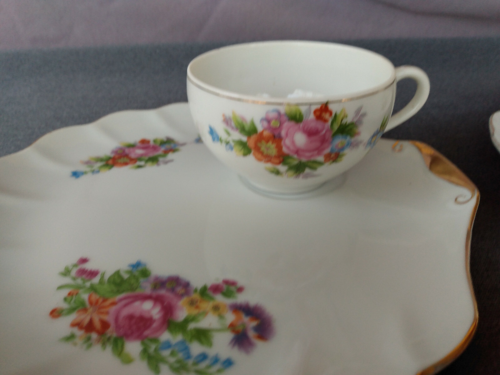 Vintage Nasco Del Coronado Floral Tea Cups & Snack Plates - Set of 2 | eBay