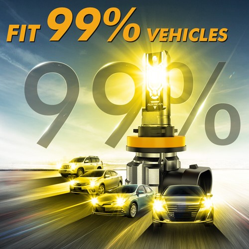 AUXBEAM H11 Yellow LED Fog Lights Driving Bulb High Power 3000K 120W 25000LM 1:1 - Picture 7 of 12