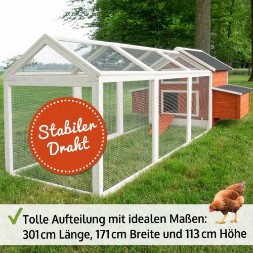 Hühnerstall Hühnervoliere Hühnerhaus Betty Rot wahlweise mit Auslauf Freilauf XL - Bild 5 von 13