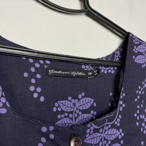 Gudrun Sjoden Womens Lagenlook Purple Printed Cotton/Linen Blend Dress – Size XS - Picture 11 of 13
