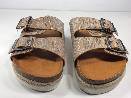 DV by Dolce Vita Carther Buckle Slip On Sandals Shoes Tan Shimmer Size 8 - Picture 7 of 11
