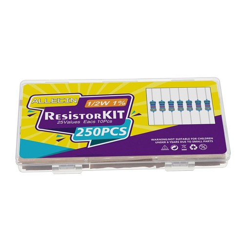 25 Values 1/2W Resistor Kit from 1 Ohm to 1M Ohm 1/2 Watt 1% Metal Film Resistor - Picture 3 of 7