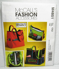 Tote Bags Pattern Storage Carrier Purse Organizer Uncut McCalls 4851