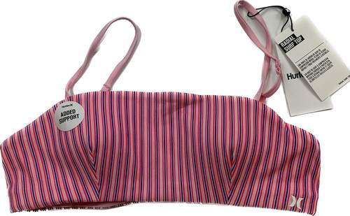 Hurley Radial Surf Top Bandeau With Straps Pink Strips Women's Size XL - Picture 1 of 4