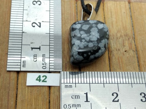 Pendentif OBSIDIENNE FLOCON DE NEIGE + cordon reglable mineraux pierre reiki - Picture 1 of 2
