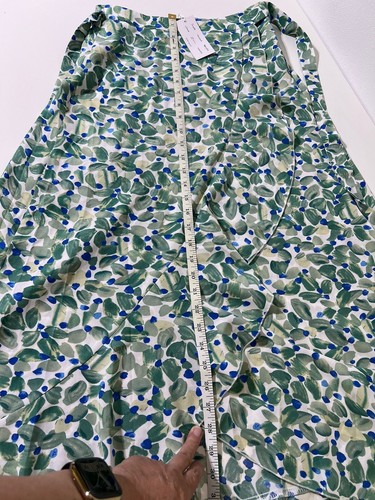 Simplee Allover Green Blue Floral Print Ruffle Wrap Hem Tie Side Boho Skirt - Picture 12 of 13