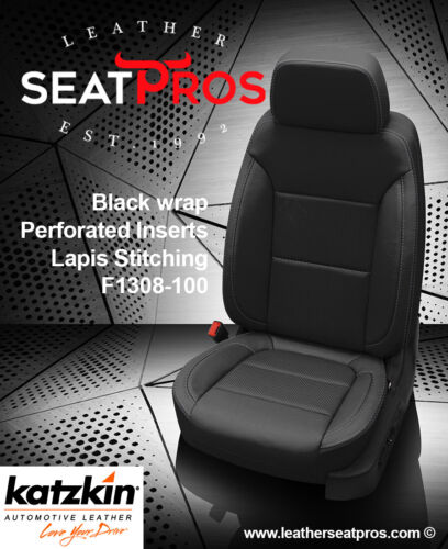 Katzkin Leather Seat Covers 2019 2021 Chevrolet Silverado Crew Double Cab Black - Chevrolet Factory Leather Seat Covers