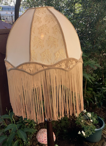 Antique Solid Maple Wood Floor Standing Lamp w Silk Shade Rare 1920's - Picture 10 of 19