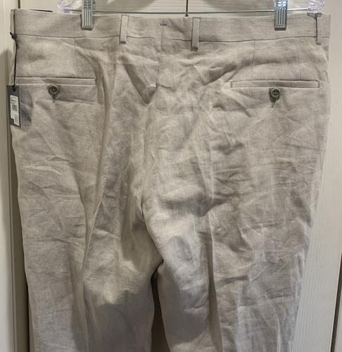 NWT Nordstrom Mens Shop 100% Linen Beige Dress Pants Size 40 Unhemmed - Picture 5 of 5