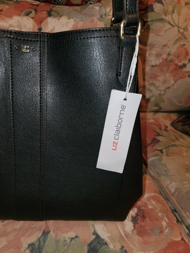 New! Liz Claiborne Black Large Shoulder Bag..double Sides $89.00 - Picture 2 of 12