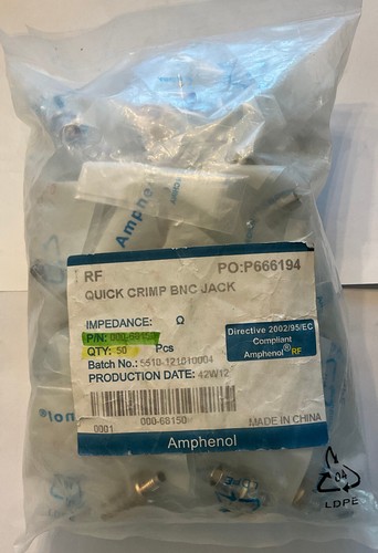 AMPHENOL BNC  000-68175 Connector 50 Ohm BNC Male Plug Lot 50 ea. - Picture 1 of 6