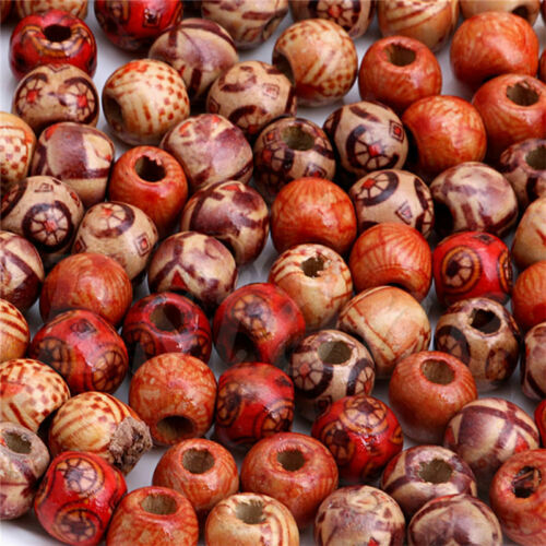 100Pcs Large Hole mixed BOHO Wooden Beads for Macrame Charms Jewellery Crafts