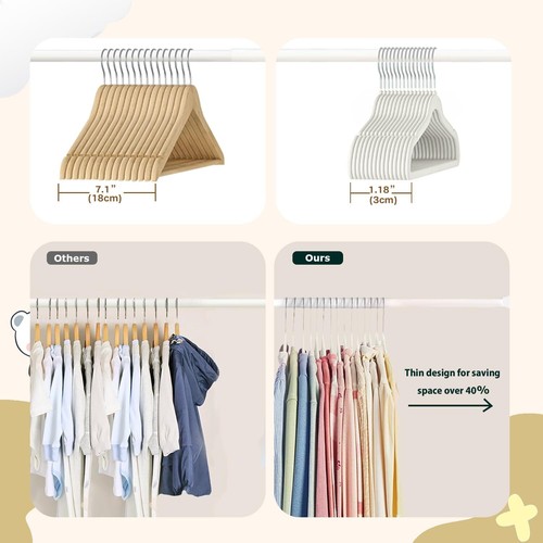 Baby Velvet Hangers 11 Inches Kids Clothes Hangers Non-Slip Childrens Hangers... - Picture 5 of 7