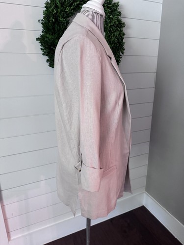 Ellen Tracy Damen hellbraun 3/4 Ärmel Leinenmischung offen Blazer Gr. M (F2) - Bild 3 von 9