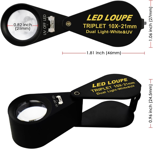 10x Magnifier Jewelry Loupe LED UV 21mm Triplet Lens Optical Glass Pocket Gem... - Picture 8 of 12
