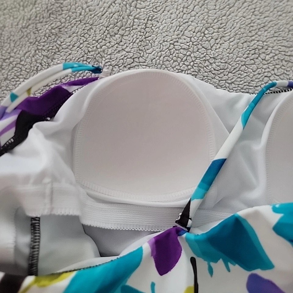 Caribbean Joe Tankini Swim Top ~ Sz 8 ~ Teal, White, Purple ~ Removable Straps - Image 4 of 4