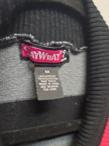 Womens Y2K Sweater With Buckles Size M V-Neck Stripes Black Pink Grey 28" Long - Picture 3 of 12