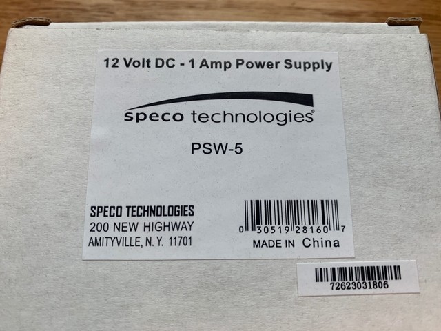 Speco Technologies Camera Power Supply 12vdc PSW5 for sale online