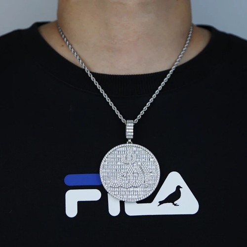 Iced Out Muslims Allah Pendant Necklace Silver Color Men Hip Hop Jewelry 24" - Foto 4 di 4