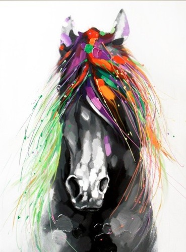 Colorida pintura al óleo de caballo - Imagen 2 de 5