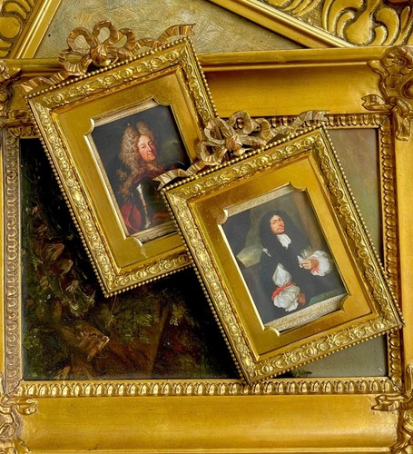 PAIR 19TH FRENCH PICTURE FRAME BRONZE GILDED WITH TIED RIBBON - Picture 2 of 10