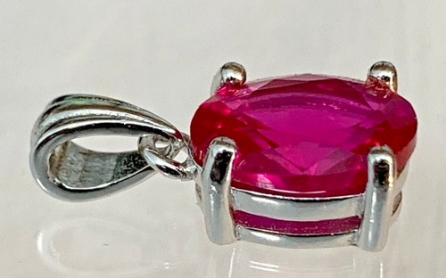 Colgante Rubí Rojo Plata Maciza 8x6mm Ovalado y 8mm Redondo S925 - Imagen 6 de 10