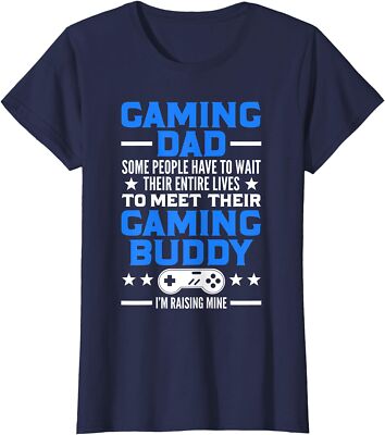 Gaming Dad I'm Raising Mine Gaming Buddy Fun Gift Ladies' Crewneck T-Shirt
