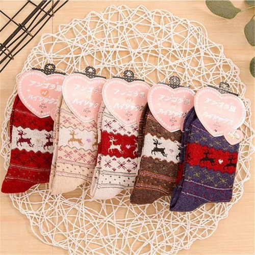5Pairs Christmas Deer Women Warm Thick Winter Socks Nordic Novelty Socks - Picture 3 of 11