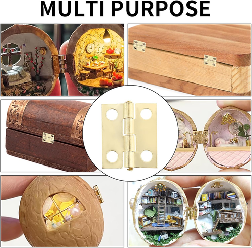 Small Brass Hinges 50 Pcs Small Hinges for Wooden Box Mini Hinges for Crafts wit - Picture 5 of 12