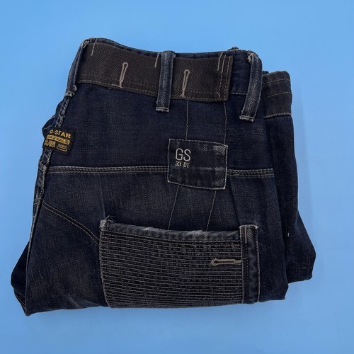 Pantalones de mezclilla para hombre G-Star Raw Fire Elwood azul marino rectos algodón botón mosca W30 L34 - Imagen 12 de 13