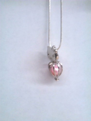 Make a Wish Pearl Cage Pendant Necklace - Hello Kitty - 925 Chain+Pearl Included - Picture 2 of 6