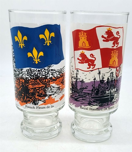 ThriftCHI ~ (2) Discovering A Continent 1973 Promotional Glasses France Spain - Picture 1 of 7