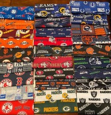 10 Pieces Lot Various NFL Sports Teams Cotton Fabric- 6 X 8