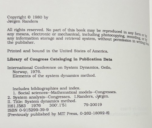 Elements of the Systems Dynamics Method by Jorgen Randers - Picture 3 of 12
