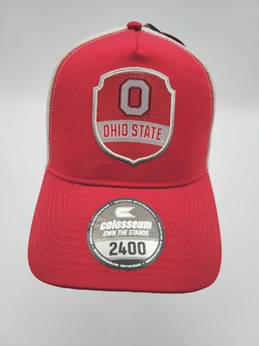 Cappello Ohio State Buckeyes Trucker Cap Snapback Rosso Beige Colosseo Maglia Patch NCAA - Foto 1 di 7