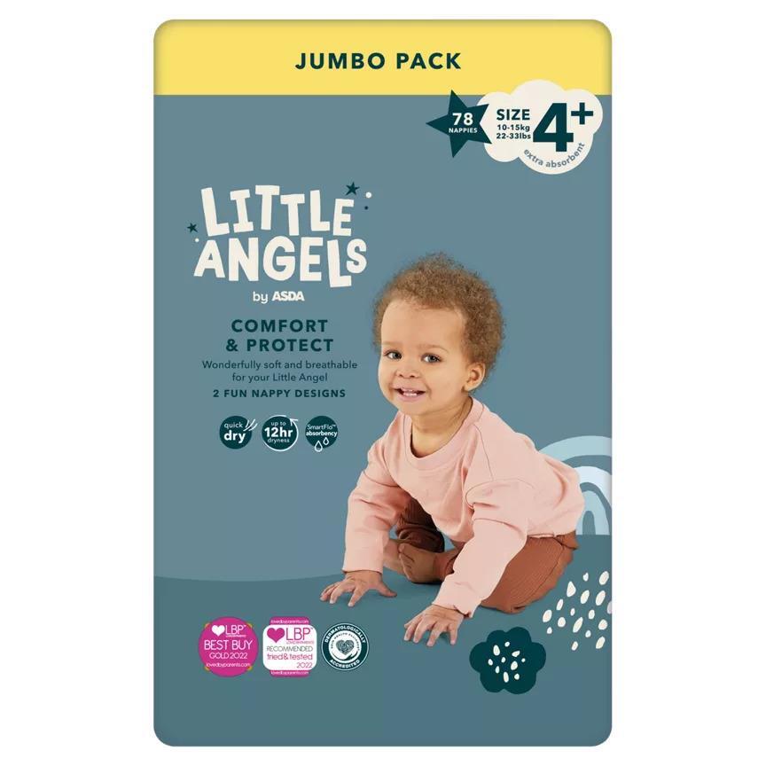 1x Little Angels Nappies Size 4+ Jumbo 78 Pack Fragranced Wipes