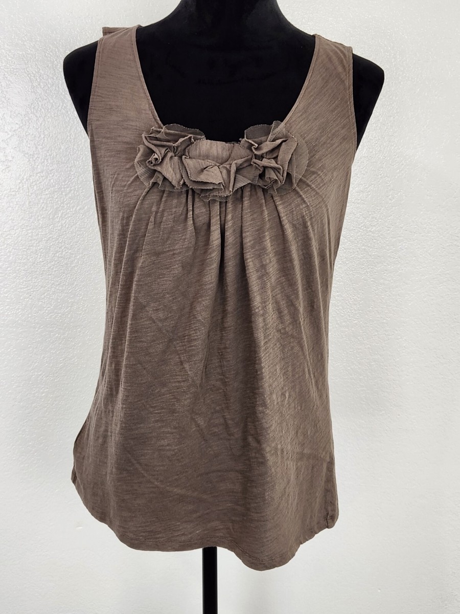 Top Ann Taylor Marron - Taille S - Coton/Modal - Occasion Très Bon état
