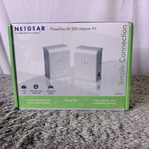 SEALED NEW NETGEAR XAVB101 Powerline AV Ethernet Adapter Kit Up to 200Mbps - Picture 1 of 6