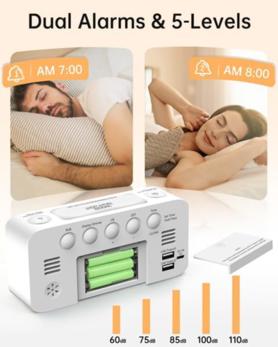 RGB Digital Mirror Alarm Clock 15 Dynamic Color & 7" Large LED Screen 7-Color - Picture 7 of 7