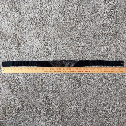 Vintage Magid Perlen Gürtel mittel/groß* Art Deco 80er Abend schwarz Seide bunt - Bild 7 von 9